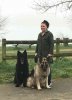 Julie with Sam & Billy, on a misty and chilly early morning walk nr Le Mans in France, on their journey from Milton Keynes, UK to their new home in Torrevieja, Alicante in Spain.